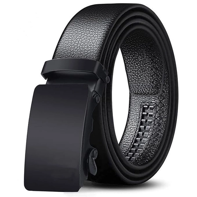 Vegan Leather Belt for Men (Black, Free Size)