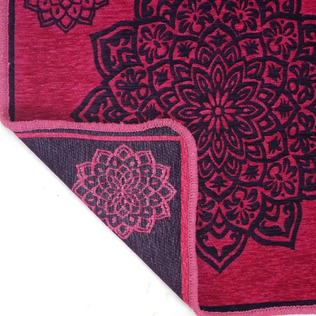 Chenille Velvet Pooja Mats (Pink, 60x60 cm)