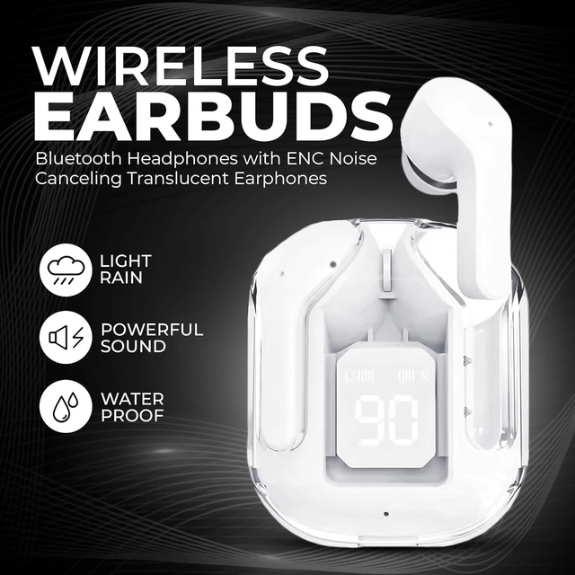 Wireless Bluetooth Earbuds with Display Charging Case (White)