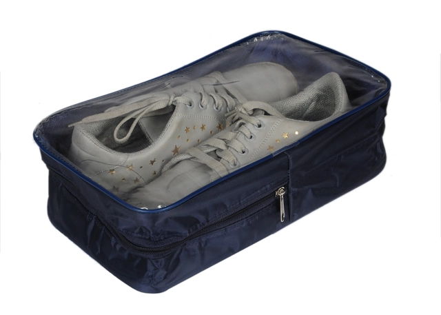 Portable Canvas Solid Shoe Storage Bag (Blue)