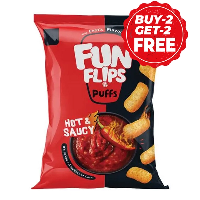 Fun Flips Hot & Saucy 4X65 g (Buy 2 Get 2 Free)