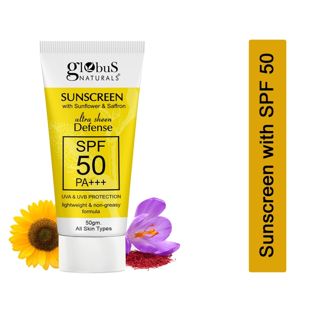 Globus Naturals Sunscreen with Ultra Sheen Defense Spf 50 Pa+++ (50 g)