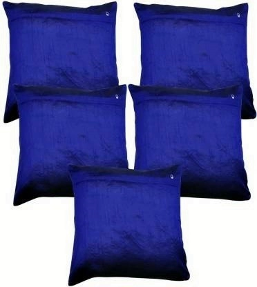 Jute Cushion Covers (Blue, 16x16 inches) (Pack of 5)