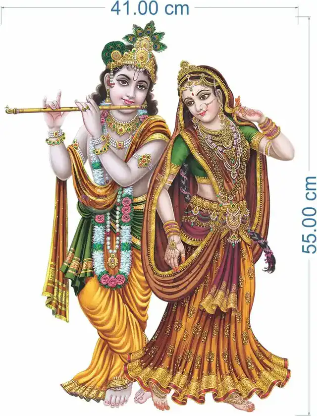गॉड & गोड्स राधा कृष्णा मॉडर्न आर्ट 165 वॉल स्टीकर (40 x 60 x 0.1 Cm)