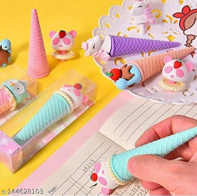 Ice Cream Shape Erasers for Kids (Multicolor, Pack of 2)