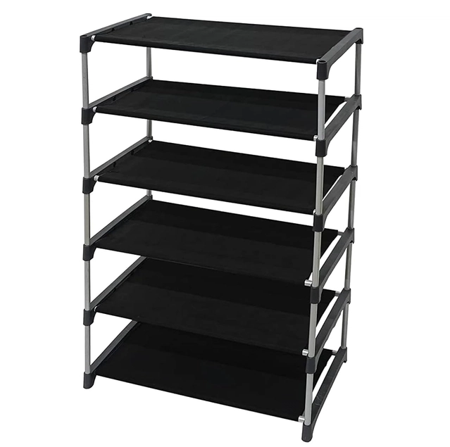 Metal 5 Layer Collapsible Shoe Rack (Black)