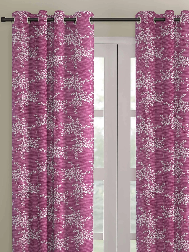 Polyester Curtain for Window (Purple, 9x4 Feet) (Pack of 2)