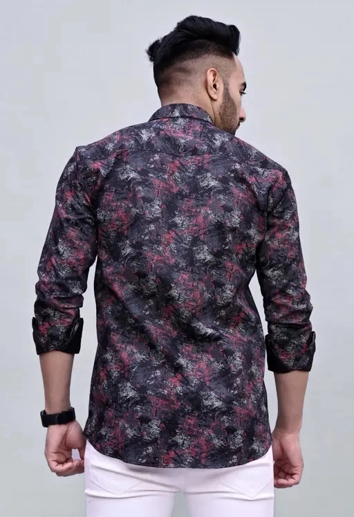 Full Sleeves Printed Shirt for Men (Multicolor, S)