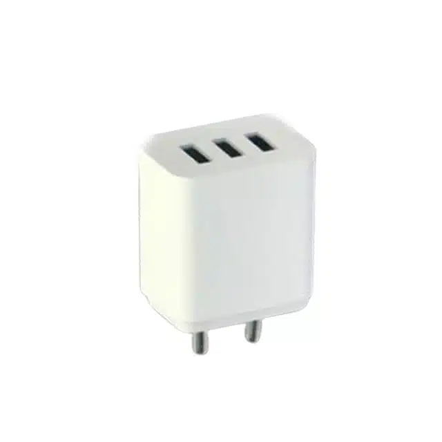 GUG 3 USB Port Fast Charger Mobile Adapter (White)