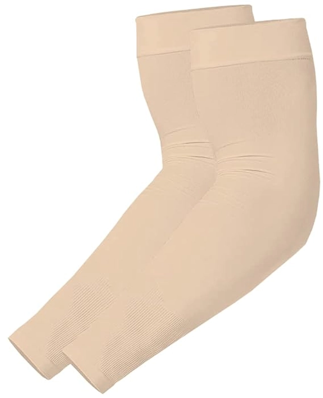 Nylon Arm Sleeves for Men & Women (Beige, Set of 1)