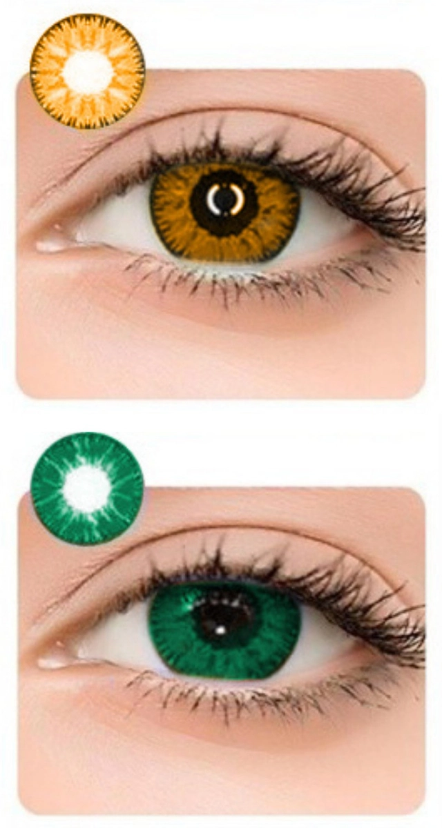 Colored Zero Power Contact Lenses for Men & Women (Yellow & Sea Green, 8.6 mm) (Pack of 2)