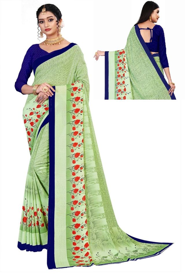 कनूड़ा प्रिंट्स फैंसी विमेंस जॉर्जेट प्रिंटेड साड़ी 