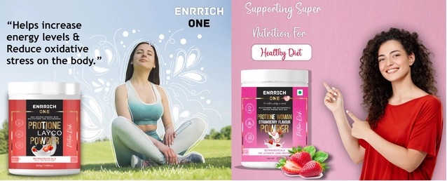 Combo of Enrrich One Protione Layco & Strawberry Flavoured Protein Powder for Women (200 g, Set of 2)