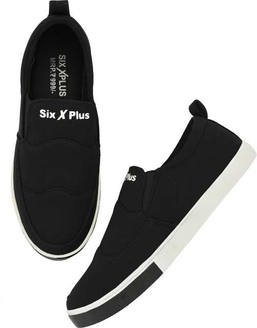 Sixxplus Airmix Slip On Sneakers For Men (Black, 7) (S-23)