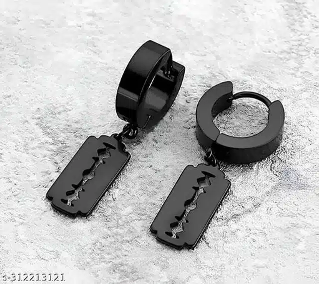 Hinged Earrings for Men (Black, Set of 1)