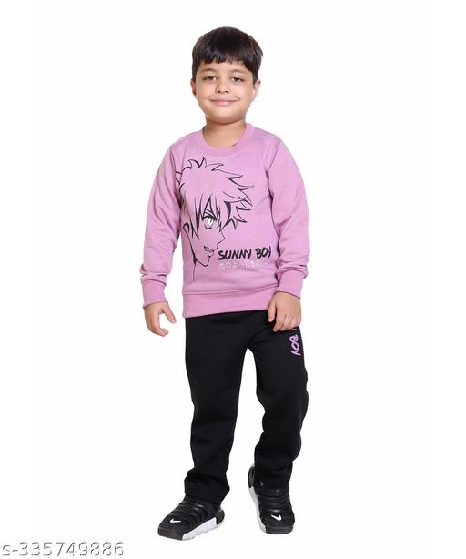 Cotton Blend Printed Clothing Set for Boys (Lavender & Black, 6-12 Months)