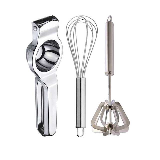 Oc9 Stainless Steel Lemon Squeezer & Egg Whisk & Hand Blender Kitchen Tool Set (O-57)