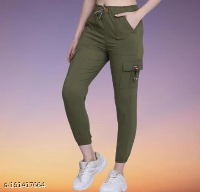 Cotton Blend Solid Joggers for Girls (Olive, 12-13 Years)