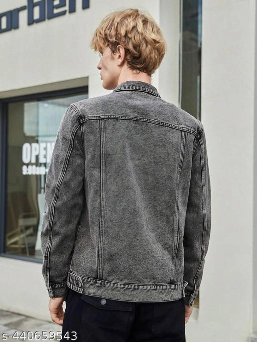 Denim Jacket for Men (Grey, M)