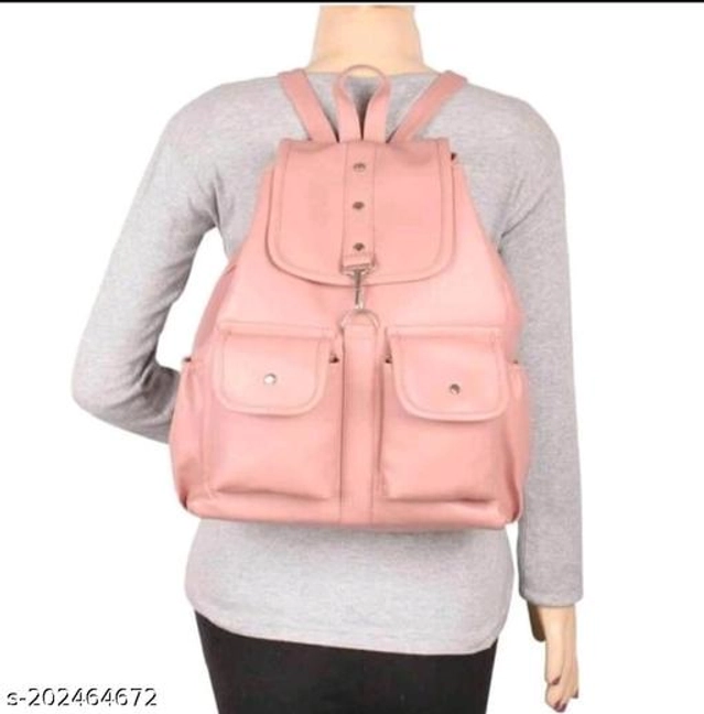 PU Backpack for Women (Peach)