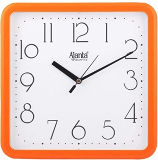 Plastic Ajanta Wall Clock (Orange, 22 cm)