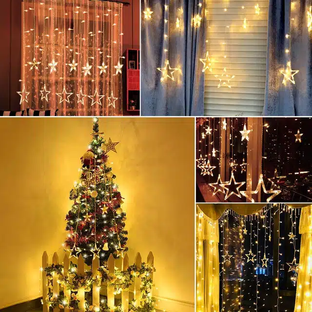 Stars LED Curtain String Lights for Festive Decoration (Multicolor, Set of 1)