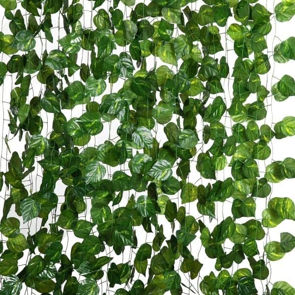 AKP Artificial Creeper Money Plant Leaf Garland (Green, Pack Of 04 Strings,8ft/Per string 30-32 leaves per vine.