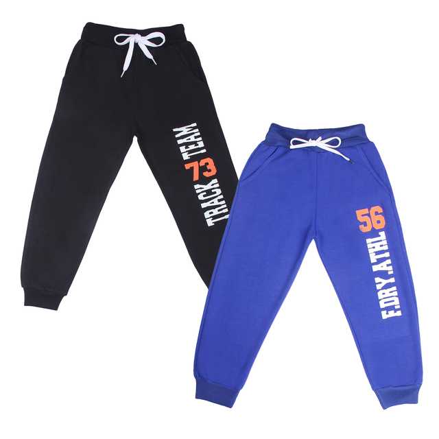 Boy's Casual Pants (Black & Royal Blue, 8-9 Years) (Pack of 2) (C-188)