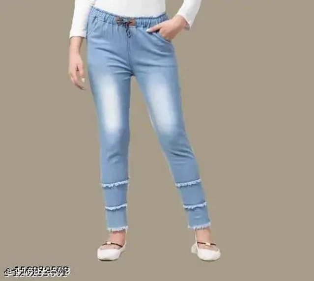 Denim Slim Fit Jeans for Girls (Blue, 11-12 Years)