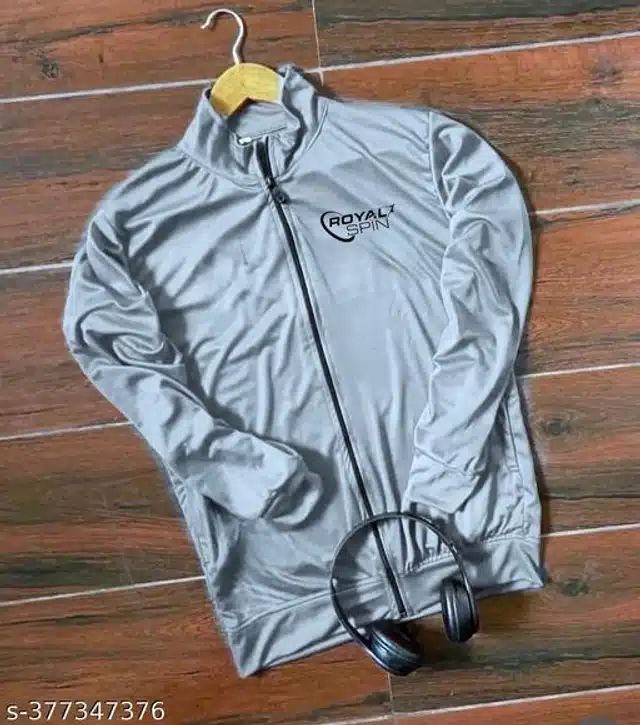 Polyester Jacket for Men (Grey, L)