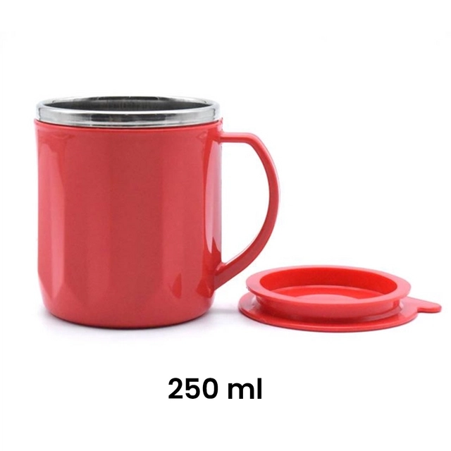 ANJANI Steel Red Coffee Mug (250 ml, Pack of 1)