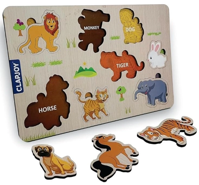 Wooden Animal Puzzle Board Game for Kids (Multicolor)