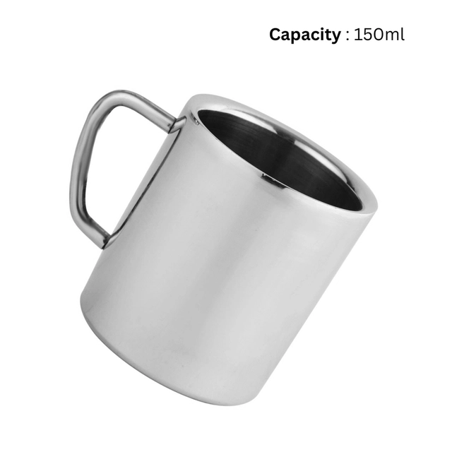 NIVIS Stainless Steel Double Wall Coffee Mug (150 ml each, pack of 2)