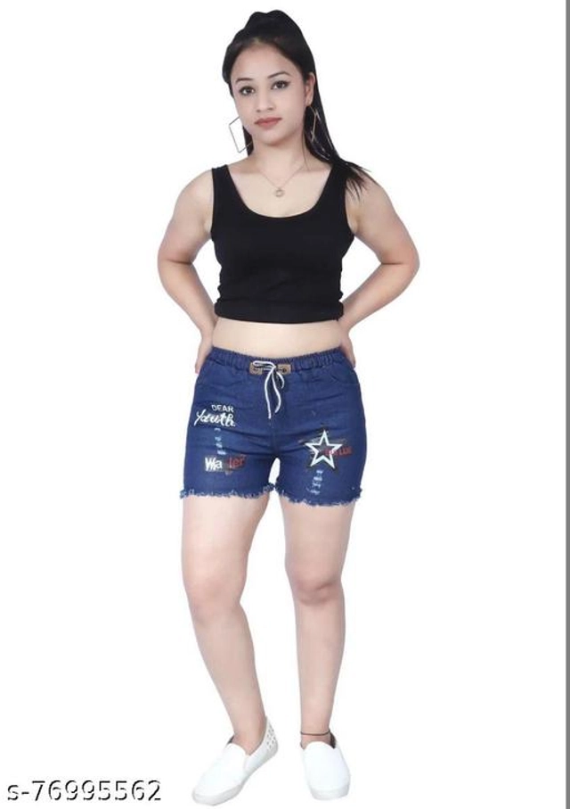 Denim Shorts for Women (Blue, 26)