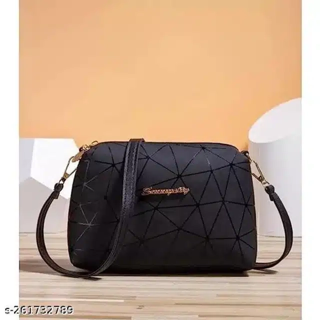 Pu Sling Bag For Women (Black)