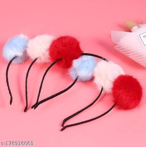 Fur Hair Band for Women (Multicolor, Pack of 4)