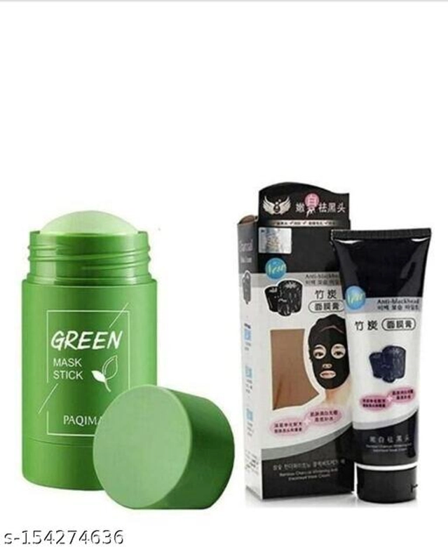 Charcoal Peel Off Face Mask (130 g) with Green Tea Face Mask Srick (40 g) (Set of 2)