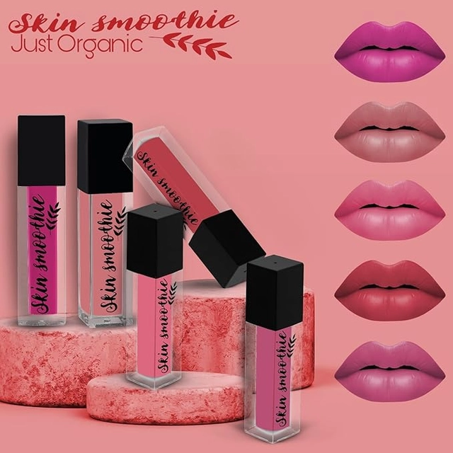 Skin Smoothie Mini Liquid Lipstick With Almond Oil & Vitamin E (Pink Edition) (Pack Of 5)