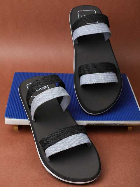 Men's Sandal (Black & Grey, 6) (A-198)