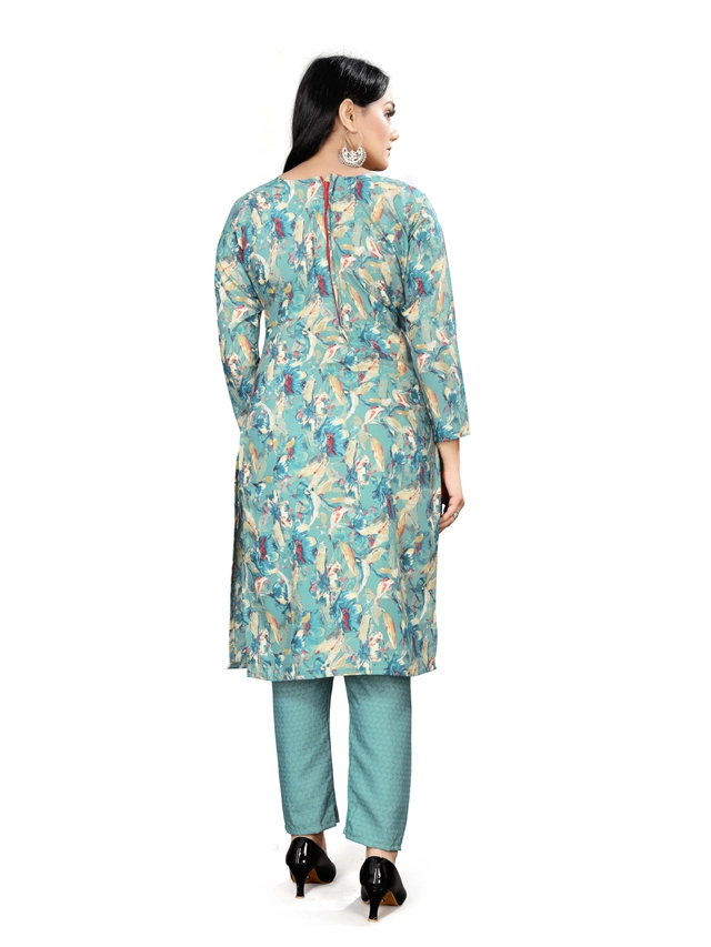 Cotton Blend Floral Unstitched Suits Fabrics for Women (Turquoise, 2 m)