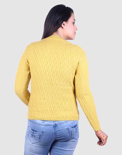 Women's Full Sleeves Cardigan (Yellow, L) (M74)