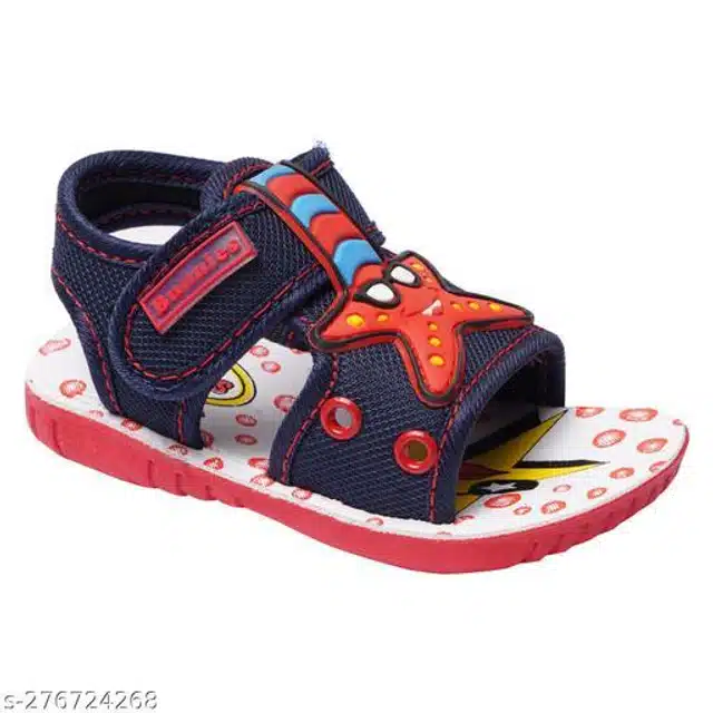 Velcro Sandals for Infants (Navy Blue & Orange, 6-9 Months)