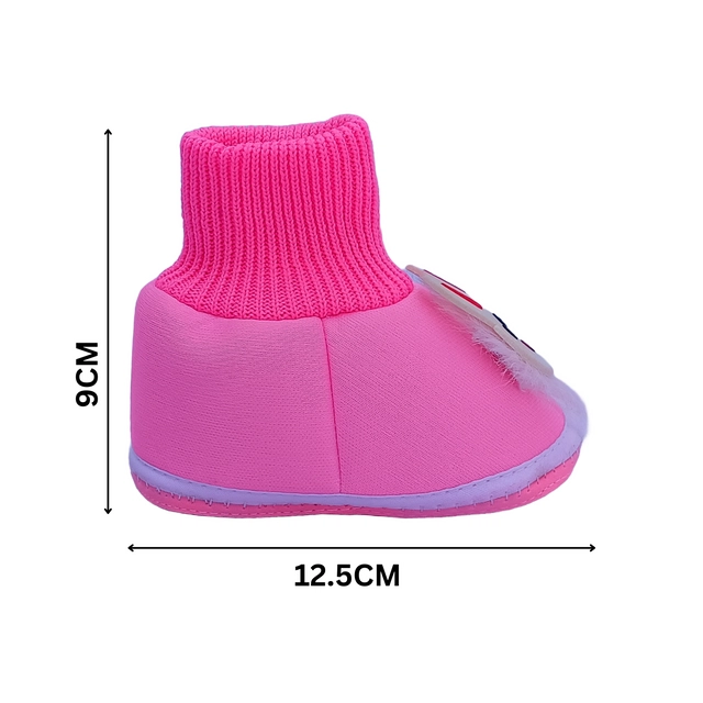 Cotton Booties for Infants (Baby Pink, 0-3 Months)