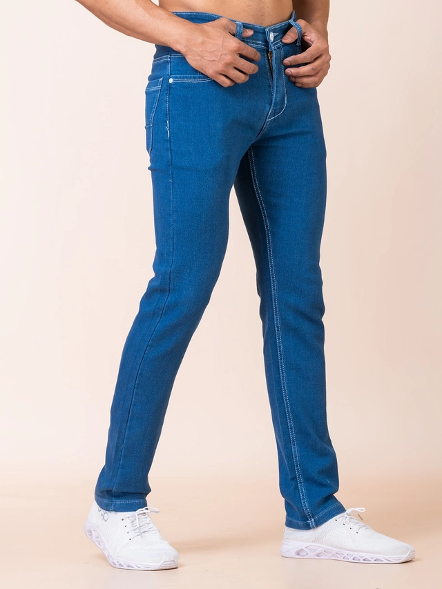 Denim Solid Jeans for Men (Blue, 28)