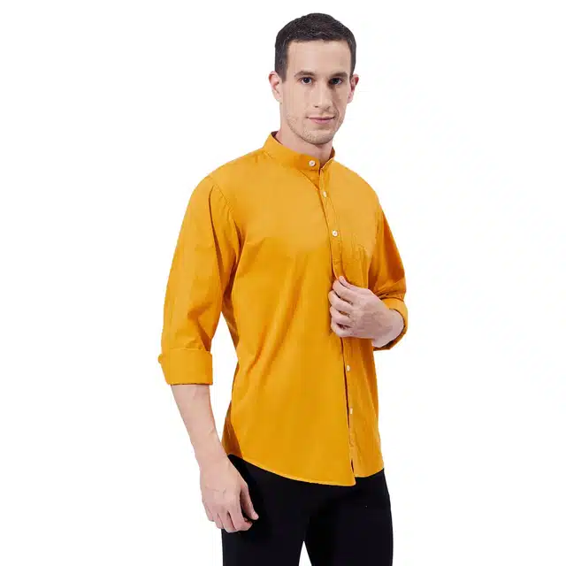 Men's Solid Casual Shirt (Yellow, M)