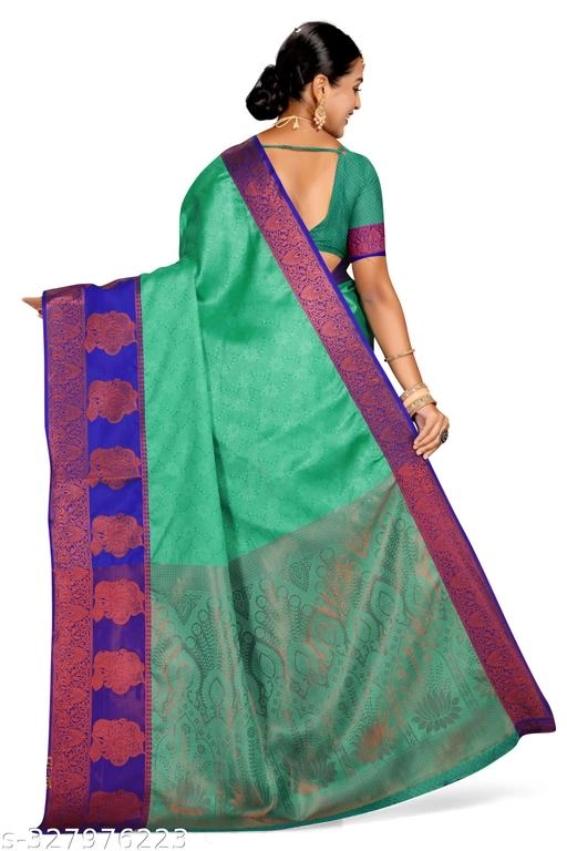 Kanjeevaram Silk Zari Woven Saree for Women (Sea Green, 6.3 m)