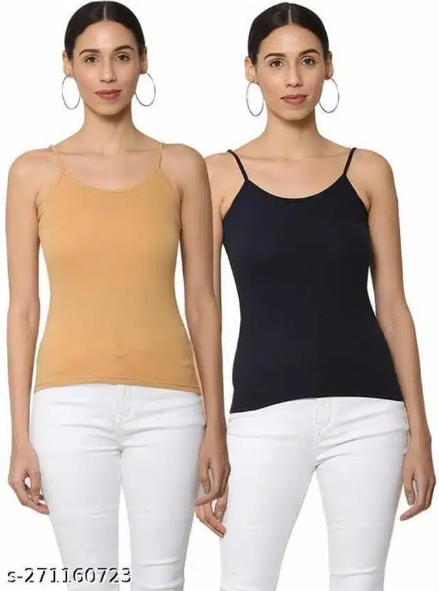 Camisoles for Women (Tan & Black, S) (Pack of 2)