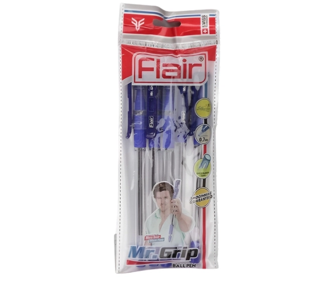 FLAIR Mr Grip Ball Pen- Blue (Set of 5)