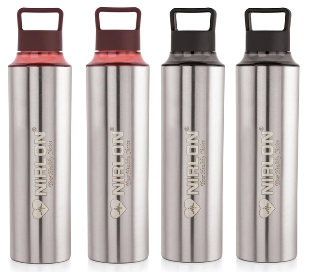 Nirlon Stainless Steel Water Bottles (Silver, 900 ml) (Pack of 4)