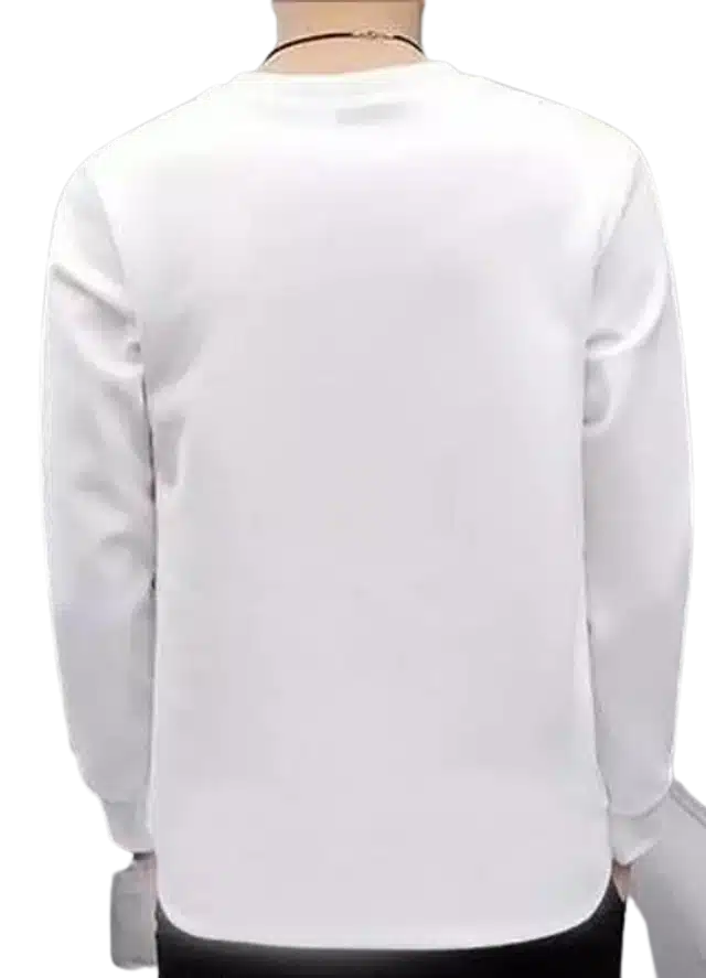 Printed Full Sleeves T-shirt for Men (White, M)